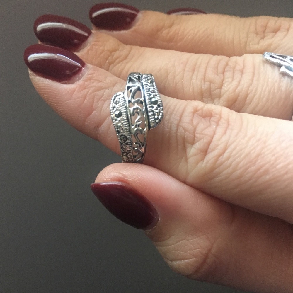 Sterling silver and marcasite size 7.5 ring